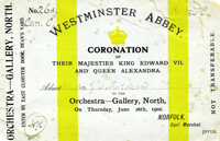 Ernest's ticket to the coronation